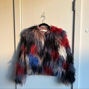 Curry multicolored jacket. Bomber style. Only worn once for Halloween. Size: M